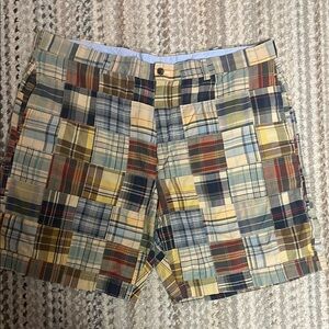 Brooks Brothers 346 Patch Work Madras Plaid Shorts 100% Cotton Men's Size 42
